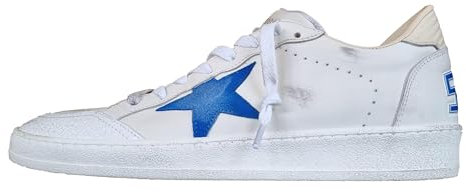 Golden Goose Vintage Ball Star Herrenschuhe aus Leder 12156 Weiß und Blau, Weiß und Blau, 43 EU