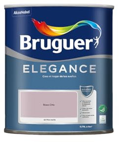 Bruguer ELEGANCE Pintura Monocapa ExtraMate, Paredes y Techos, Interior, Exterior protegido, Alta Durabilidad, UltraLavable, Resistente al Desgaste y Manchas Rosa Chic 750 ml