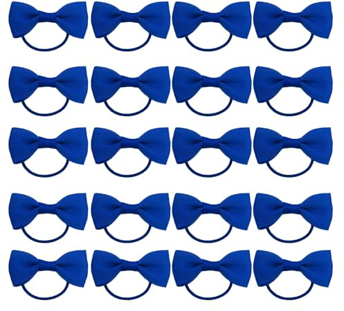 20 Pieces Hair Accessories, Hair Bow, Bows for Hair, Girls Bobbles Bows School Bands, Elastics Hair Bands for Girls, Small Ribbon Clips Hairbands Holder Set (Dark blue)