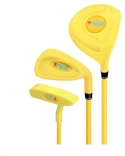 Juego Palos Golf para niños 2 a 5 años, para niños, niños, niñas, Principiantes, Entrenamiento de Golf, Madera,Hierro,Columpio,Bolsa Putter,Regalo (2-3Y (sin Bolsa),Amarillo)