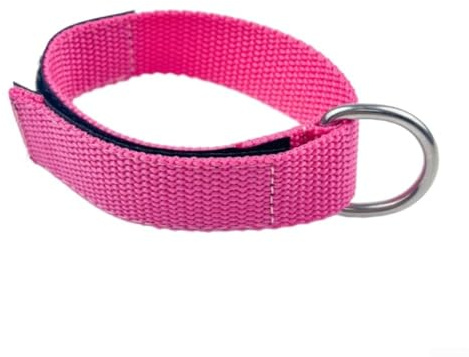 Cordino di sicurezza regolabile da polso con anello a D in acciaio inossidabile 316 per attrezzatura da snorkeling e snorkeling, colore rosso (rosa)