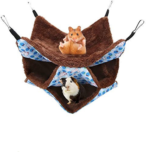 YOUTHINK Hängematte für Kleintiere, Weiche und Warme Haustier Käfig Hängematte Schläfer der Bett für Netten Hamster Frettchen Papagei Meerschweinchen Käfig Zusätze Hängt (3 Layers)