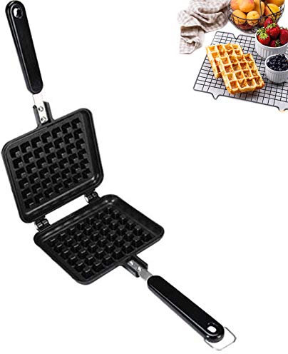 Gofrera con Doble antiadherente Gofrera Doble Grande Waffle Hierro - Waffle Baking Molde de Aleación de Aluminio uso Cocina para el hogar Gas Waffles Molde Placa de prensado Herramienta para Hornear