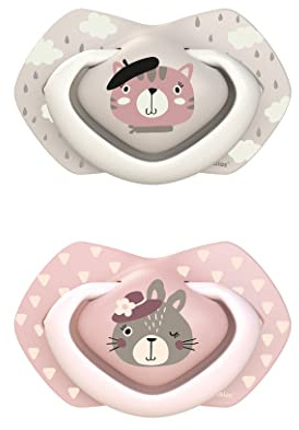 Canpol babies Silikon Schnuller, 2 Stück (6-18 m, Bonjour Paris Girl)
