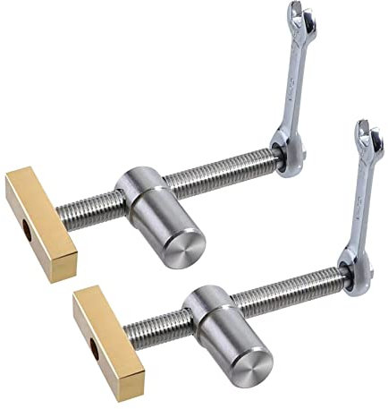 RUIITEN 2 Stück Tisch-Werkbank, Werkbank Klemme für 20-mm-Loch, DIY-Positionierung, Holzbearbeitung, verstellbare Desktop-Clips, Befestigung, Schraubstock, Silber