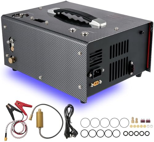 VEVOR Pompe Électrique à Air Haute Pression PCP 220 V 110 V AC / 12 V DC Compresseur Plongé LED 300 W Air Comprimé Arrêt Automatique 4500 PSI Pompe Pneumatique pour Pistolet à Air et de Paintball