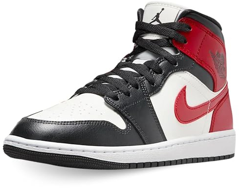 Nike Air Jordan 1 Mid Women Sail/Gym Red-Off Noir-White, 39.5 EU, Sail Gym Red Off Noir White, 40.5 EU