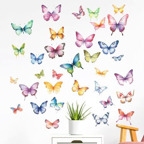 Joynine 32 Adesivi Murali a Forma di Farfalla Colorati - Decorazioni da Parete Creative per Casa, Soggiorno e Camere - Farfalle Decorative - Adesivo Muro Decorativo (Colori Variati)