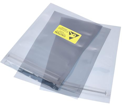 QUARKZMAN Antistatiska skyddspåsar 50 st 3 x 4,7 tum (8 x 12 cm) fällbara med hårddisketiketter HDD SSD PCB-kort