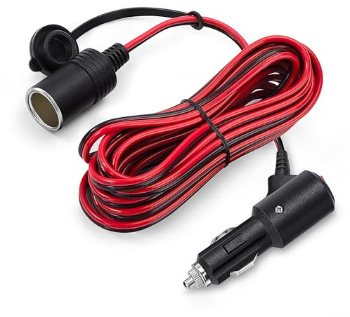 GUNGY 5M Cable de Extensión Mechero Coche 12V/24V Cable Alargador Mechero con Interruptor Adaptador Encendedor de Cigarrillos a Toma Encendedor a Enchufe con Fusible 15A