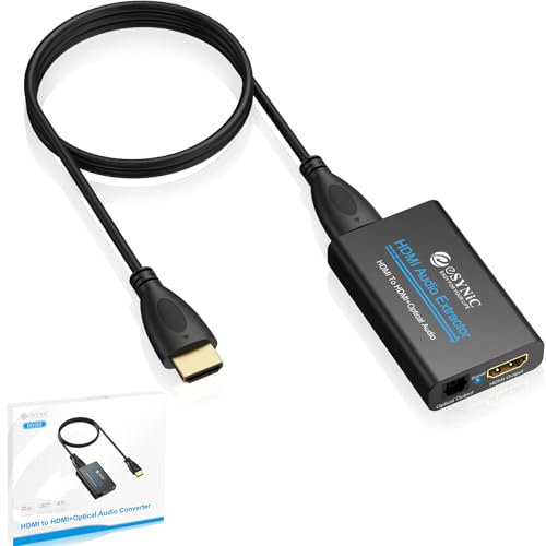 eSynic 4K/30HZ HDMI Audio Extractor Professional HDMI to HDMI Audio Extractor Supports SPDIF Audio output for Apple TV Blu-ray Player ect (NOT Support ARC & eARC)