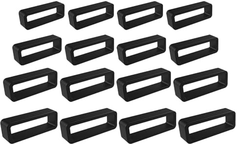 16piezasBucles de Correa Reloj de Goma Paquete,Retenedor de Correa para Reloj,Hebilla de Caucho de Anillo,Anillo de Retención de Corre a Negro,16mm/18mm/20mm/22mm