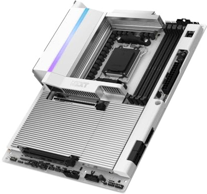 NZXT N9 X870E Carte mère de Jeu - AMD X870E AM5 ATX pour Ryzen 9000/8000/7000-20+2+1, DDR5, 4X M.2, PCIe 5.0, 5GbE, USB 4 – Verrous de libération Rapide M.2, Couverture en métal Complet, PCB Blanc