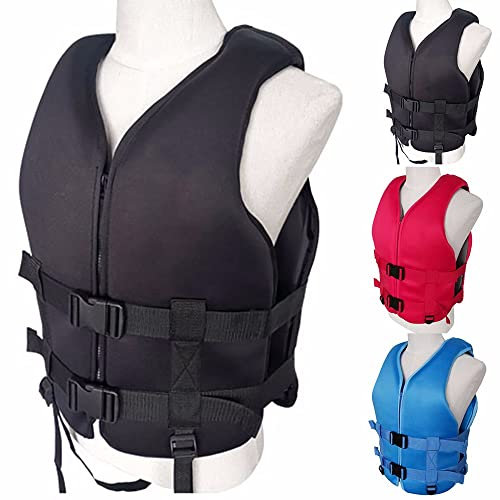 SMTSEC Giubbotto Salvataggio Kayak Neoprene per Adulti, Aiuto al Galleggiamento Gilet da Nuoto Galleggiabilità Giubbotti di Salvataggio per Pesca Nuoto Surf Immersioni Sport Acquatici,Black-L