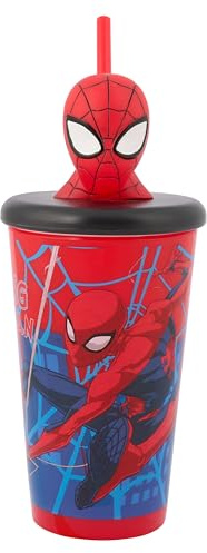 Marvel Spider-Man Web 3D Tumbler for Kids – 444ml | BPA-Free Drinkware with Spiderman Head | Fun & Durable, Red & Blue