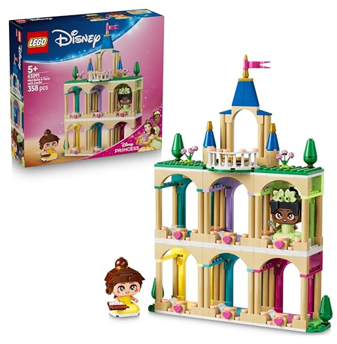 LEGO|Disney Princess Mini Belle & Tiana with Castle Toy - incl. 2 Mini Doll Figures w/Accessories - DIY Display Case - Collectible Gift for 5+ Year Old Girls & Fans - 43291