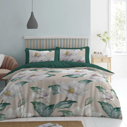 GC GAVENO CAVAILIA Microfiber Kingsize Duvet Cover Sets | Floral Bedding Sets King Size, Reversible Plain Quilt Cover Bed Set | Hypoallergenic Duvet Cover With Pillowcases | (230x220 Cm), Natural
