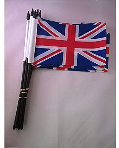 AZ FLAG Drapeau Royaume-Uni 15x10cm avec HAMPE - Lot de 10 Drapeaux Anglais - UK - Grande Bretagne 10 x 15 cm