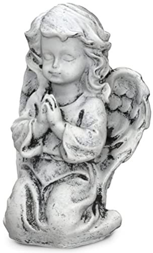 Elegante figura de ángel para interiores y exteriores que da esperanza – Ángel orante sobre la tumba – Figura decorativa de ángel guardián y funerario 16 cm – Estatuade luto y escultura de lápida