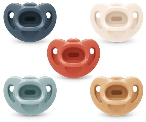 NUK Comfy Orthodontic Pacifiers, 0-6 Months, Timeless Collection, 5 Count (Pack of 1)