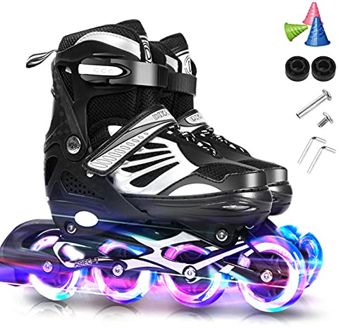Lixada Inline Skates Kinder Vestellbare Inliner mit beleuchteten PU Rädern Rollschuhe Geschenk für Kinder Teenager,Jungen Mädchen Anfänger Damen Herren,Größe 28-33/34-37/38-41