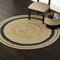 Ripaz Vogue Handgeflochtener Jute-Teppich Beige mit schwarzer Bordüre Handgemachter runder Teppich für Wohnkultur (150 x 150 cm)