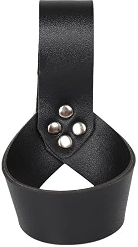 Linghe Gürtelhalter aus echtem Leder Gürtelhalter für Schwerter LARP Mittelalter Wikinger Fasching Kostümfest Halloween Lederholster (Schwarz)