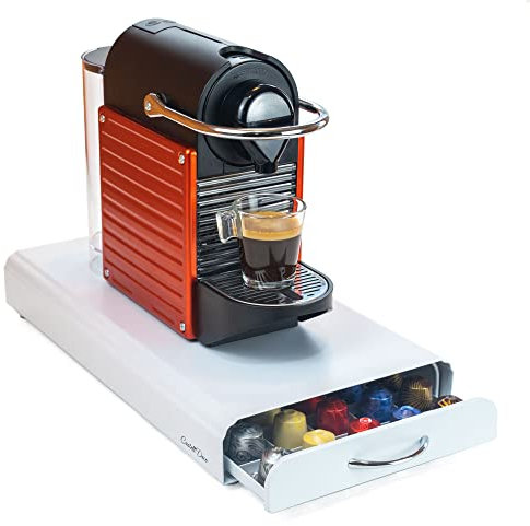 Castell Deco - Tiroir support organisateur compatible avec capsules Nespresso - 100% métal - capacité 50x - porte capsule distributeur café.