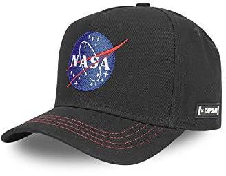 Tracker Kappe Herren 100% Baumwolle, Cap Herren, NASA-Logo, Empfindliche Haut, Schwarz, Einheitsgröße
