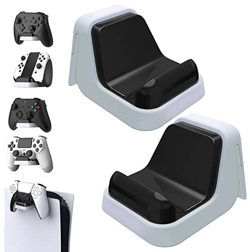 PlayVital 2 Soportes Universales para Mandos y Cascos - Soporte de Pared para ps5, para Xbox, para Nintendo Switch Pro - Stand para Auriculares y Gamepad, Modo de Percha para Consola (Negro&Blanco)