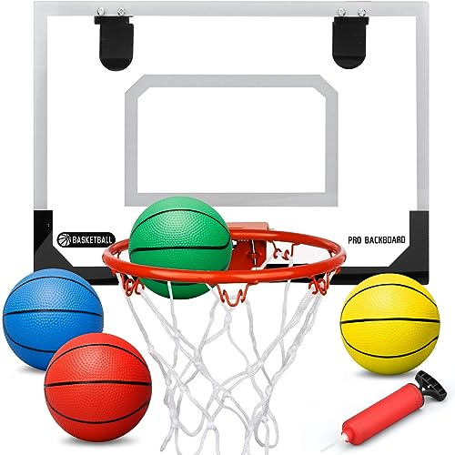 Mini basketkorg basketbandset för barn vuxna, inomhus basketbräda med 4 gummibollar, festtjänst för hemmakontor dörr basketbräda väggmontering, gåva för pojkar flickor