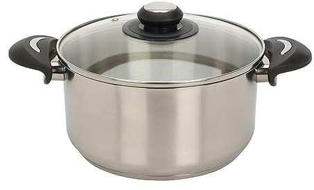 Spetebo Edelstahl Kochtopf mit Glasdeckel, 3,5 L, 22 x 17,5 cm