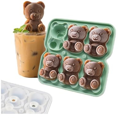 Bear Ice Cube Tray Mold - 3D Bear Shape Ice Cube Trays, Cute Ice Cube Molds for Whiskey Bourbon, 4-Hole Large Fun Shapes Ice Cube Trays, Funny Gifts for Animals Lovers Women Men
