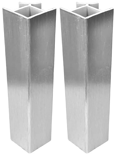 cyclingcolors 2x Jonction de plinthe 90° en PVC Connecteur Socle Cuisine Raccord Profil, hauteur 100mm finition aluminium brossé