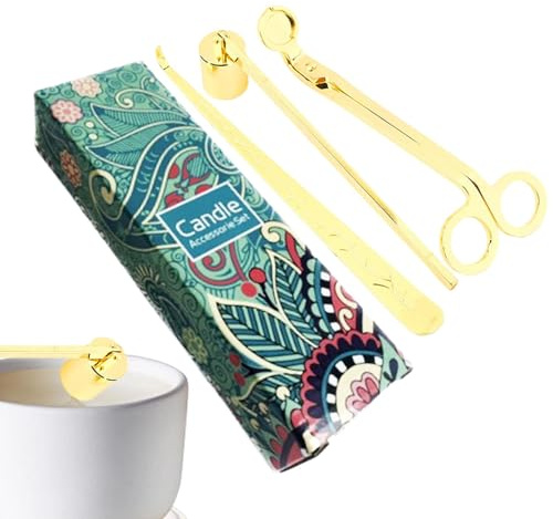 Coupe-mèche de bougie, ensemble d'accessoires pour bougies, Ciseaux à mèche en acier inoxydable, Extincteur de bougie, plongeur de mèche de bougie, coupe-mèche, pénètre profondément dans les bougies p
