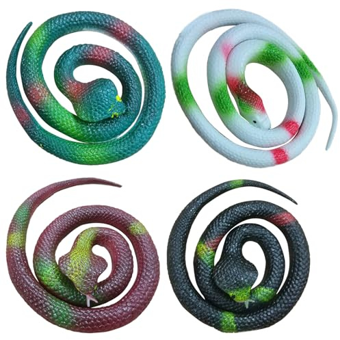 4 Pièces Serpent En Caoutchouc Faux Serpent En Caoutchouc De Long 70cm Serpents Réalistes En Caoutchouc De Serpent Faux De Couleurs Pour Les Accessoires De Jardin Pour Éloigner Les Oiseaux, Farces