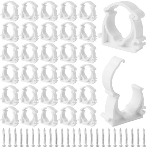 50 Pièces Collier de Serrage Tuyau M25, Collier de Serrage 25 mm, Colliers de Serrage PPR Blancs, Collier de Serrage Durite avec Vis, Colliers de Serrage pour Tubes, Tuyaux Isolés (Blanc)