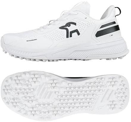 Kookaburra KC Players - Scarpe da Cricket con Suola in Gomma, Misura 42, Colore: Bianco/Nero