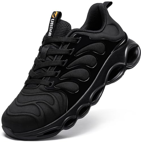 URDAR Steel Toe Shoes for Men Safety Shoes Sneakers Work Comfortable Safety Toe Shoe Lightweight Steel Toe Sneakers Breathable Work Footwear (10.5, Black)