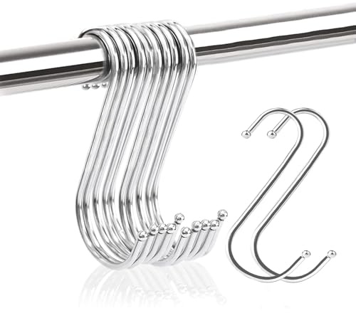Hsyadazi - 12 Ganchos en S de Acero Inoxidable (11,5 cm) - Ganchos Multifunción para Cocina, Baño y Armario