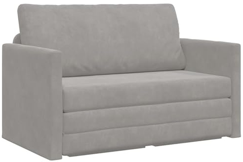 vidaXL Sofá Cama Gris Claro 124 x 71 x 78 cm Terciopelo, Sofá Cama Moderno, Rectangular, Duradero, Muebles Convertibles, diseño práctico y eficiente en Espacio