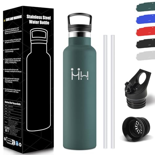 HoneyHolly Drinking Bottle 750 ml, BPA-Free, Stainless Steel, Leak-Proof Insulated Flask, Double-Walled, Stainless Steel Water Bottle, with Straw, Thermos Flask, Suitable for Carbonated Drinks