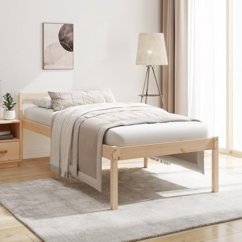 AJJHUUKI Cama para personas mayores sin colchón, 100 x 200 cm, madera maciza de pino, muebles, camas y accesorios, camas y marcos de cama