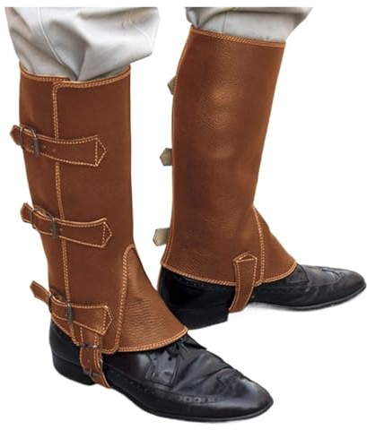 ZythrXLate Gambali da equitazione Ghette in pelle for stivali da trekking, motociclista, coprigambe, for uomo e donna(Brown gaiters)