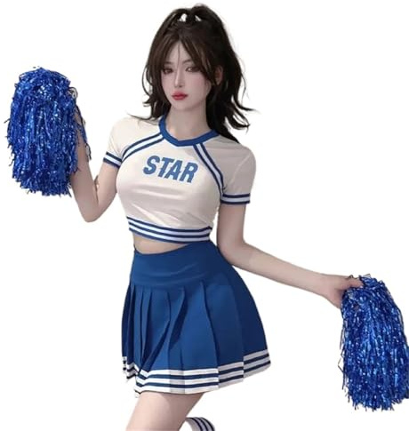 EURDFHY Uniforme de animadora Uniformes de animadoras Equipos estudiantes animación Disfraces rendimiento deportivo(Blue 2,XXL)