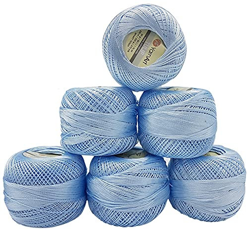 YarnArt Tulip 6 x 50 gr. Paket, Seide Mikrofaser Satin Garn Brillante Glänzend (Hell Blau 407)