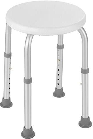 Duschhocker, Badhocker, Duschstuhl mit Rutschfesten Gummifüßen, Stabil, Leichter, 8-Fach Höhenverstellbar (36-54 cm), für ältere Senioren, Behinderte, Schwangere