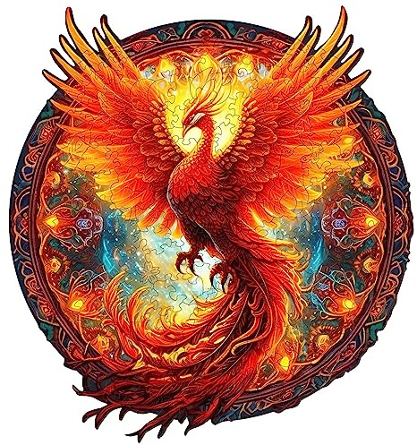 Blumuze Wooden Phoenix Puzzle - 290 Pieces With Unique Animal Shapes for Adults and Children With Gift Box - L-14.9 * 13.8in