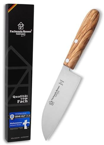 Fachwerk-Messer Mini Santoku-Messer - Kochmesser aus Solingen/Germany - Allzweckmesser/Universalmesser aus Olivenholz