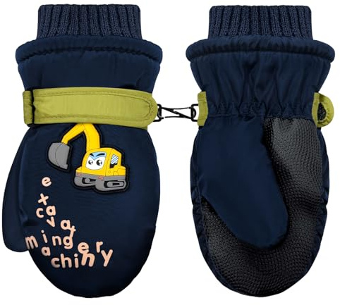 LeapBeast Kinder Skihandschuhe, 3-5 Jahre Kinderhandschuhe Wasserdicht, Winddicht Fäustlinge TPU Palme Kinderhandschuhe, Kinder Winterhandschuhe für Jungen und Mädchen (Dunkelblau)